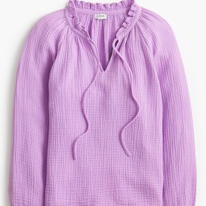 J. Crew Lavender Ruffle-Neck Gauze Tunic Top- new with tags